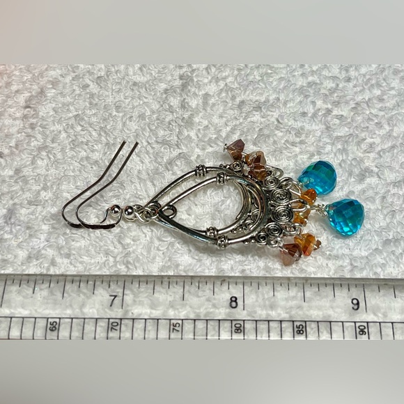 🦋✨Blue/topaz boho chandelier earrings -very pretty - Picture 6 of 7